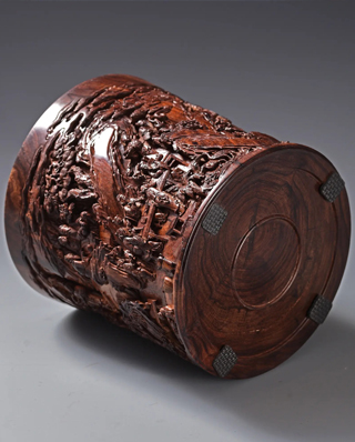 海南黄花梨精雕笔筒